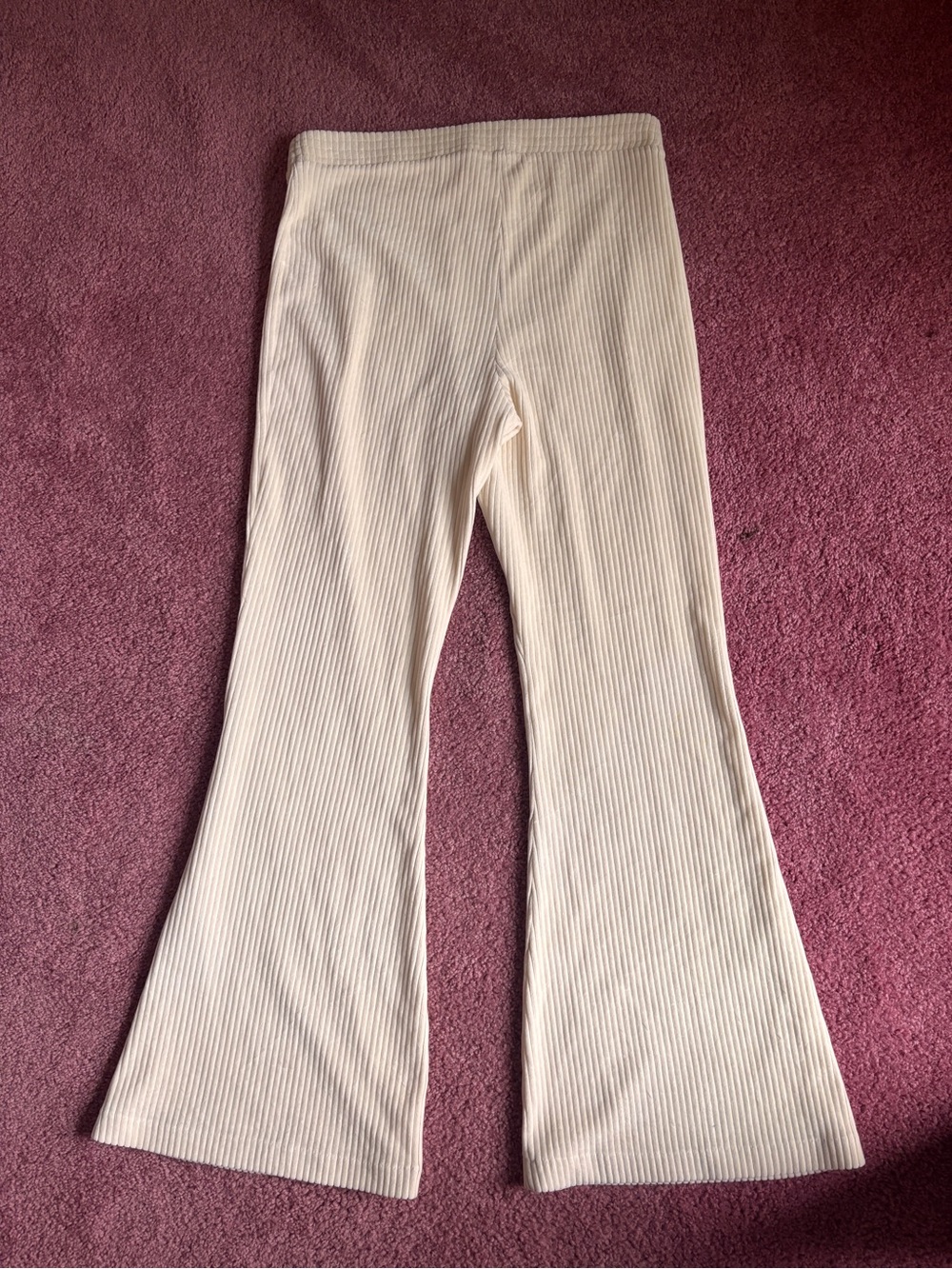 Cream ribbed pants